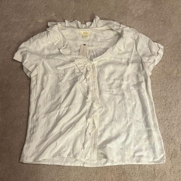 Anthropologie Maeve Jojo Ruffle Button Up Top - Picture 3 of 8